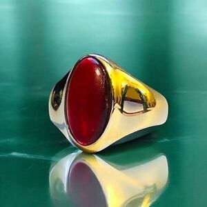 ANTIQUE GOLD- Georgian Era- Carnelian Ring- Size 8- 3cttw Cabochon -5.4g
